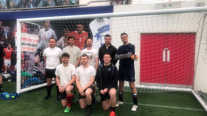 Le Gros 5 a side Rhodri Walters front left, with a team from Cooke & Arkwright