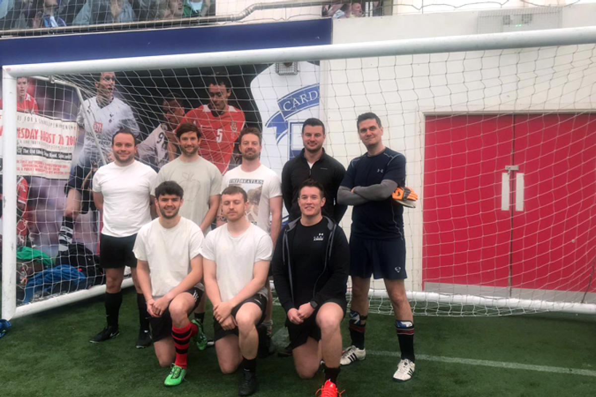 Le Gros 5 a side Rhodri Walters front left, with a team from Cooke & Arkwright