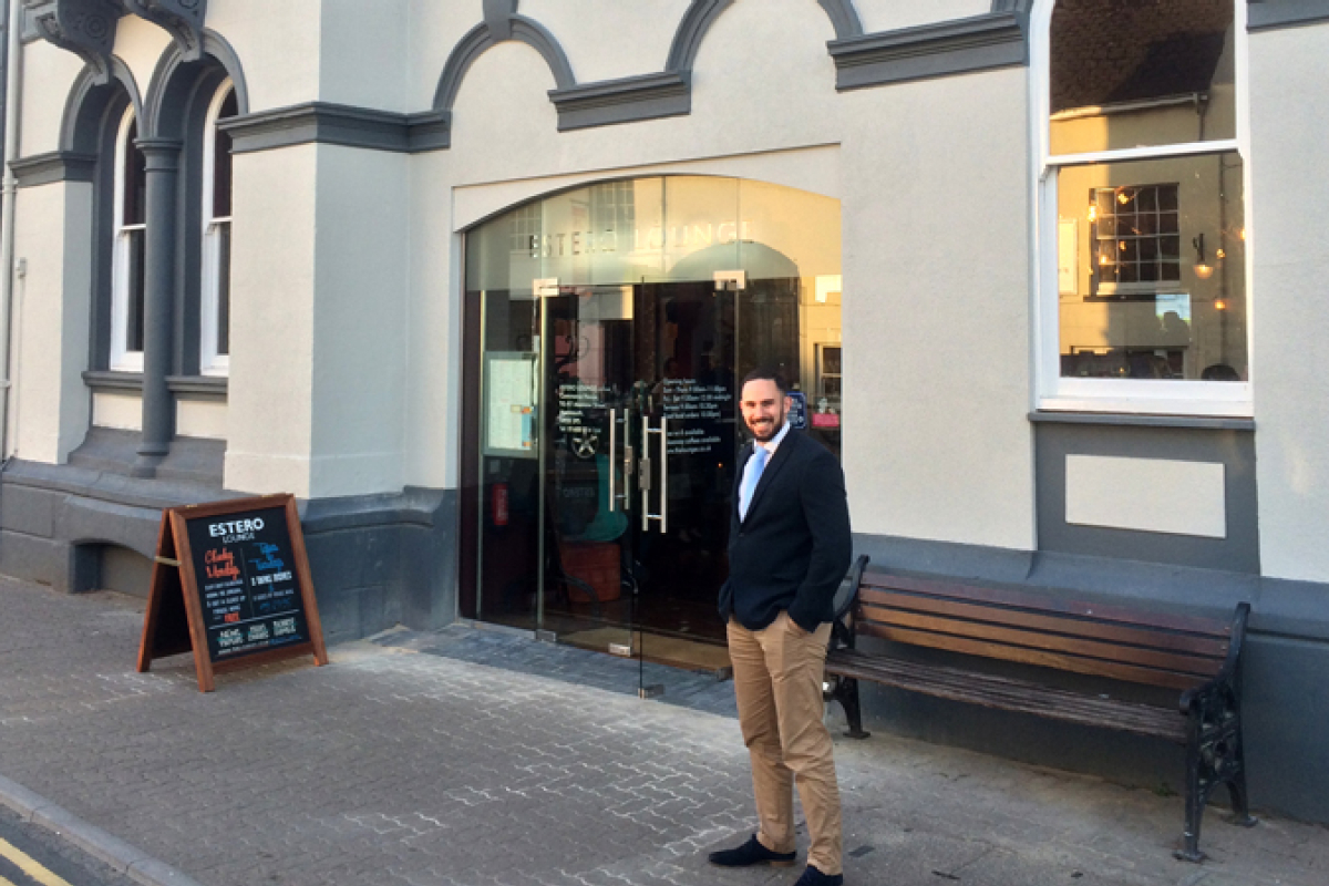 Ian Newbury of Cooke & Arkwright outside Estero Lounge in Monmouth