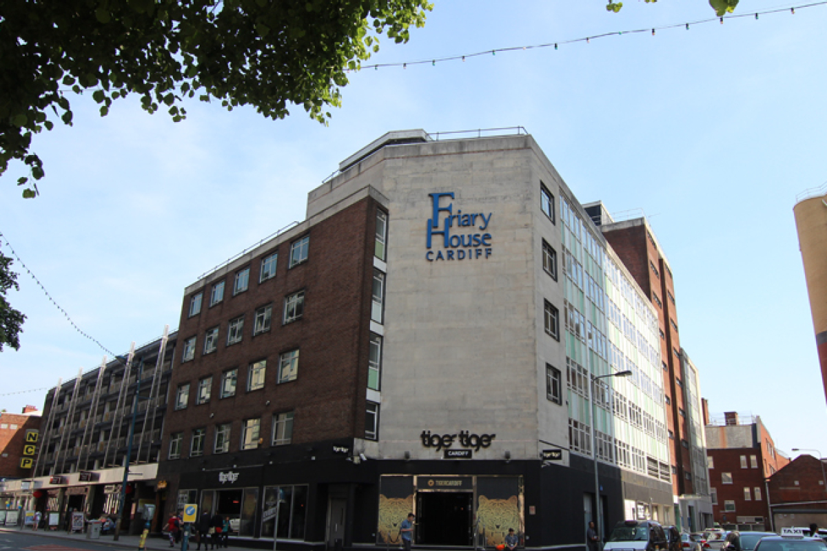 Acquired for Cardiff University by Cooke & Arkwright, Friary House front view
