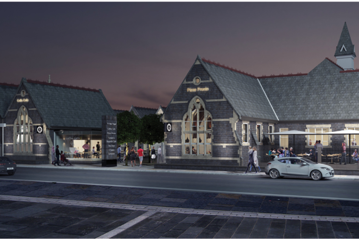 Yr Hen Ysgol Aberystwyth, Artists impression, Exterior night time, Cooke & Arkwright